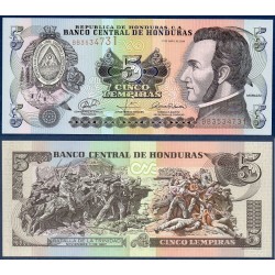 Honduras Pick N°91, Billet de banque de 5 Lempiras 2006-2012