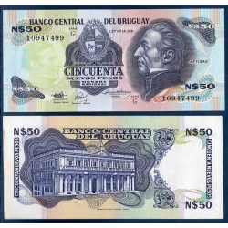 Uruguay Pick N°61A, Billet de banque de 50 Nv Pesos 1988-1989
