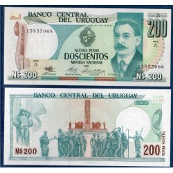 Uruguay Pick N°66, Billet de banque de 200 Nv Pesos 1986