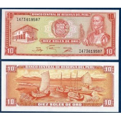 Perou Pick N°112, Billet de banque de 10 Soles 1976