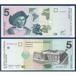 El Salvador Pick N°147, Billet de banque de 5 colones 1997-1998