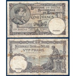 Belgique Pick N°108, Billet de banque de 5 Francs Belge 1938