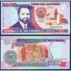 Mozambique Pick N°136, Billet de banque de 5000 meticais 1991