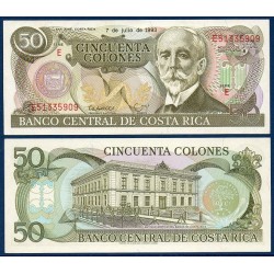 Costa Rica Pick N°257, Billet de banque de 50 colones 1991-1993