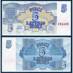 Lettonie Pick N°37, Billet de banque de 5 Rubli 1992
