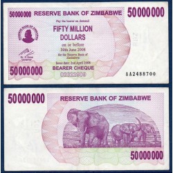 Zimbabwe Pick N°57, Billet de banque de 50 millions Dollars 2008