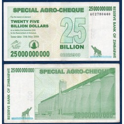 Zimbabwe Pick N°62, Billet de banque de 25 milliards de Dollars 2008