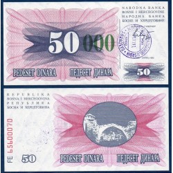 Bosnie Pick N°55 vert, Billet de banque de 50000 Dinara 1993