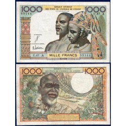 BCEAO Pick 103Ad pour la COte d'Ivoire, Billet de banque de 1000 Francs CFA 2.3.1965
