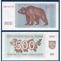 Lituanie Pick N°44, Billet de banque de 500 Talonas 1992