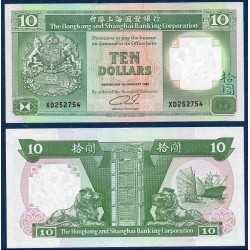Hong Kong Pick N°191, Billet de banque de 10 dollars 1985-1992