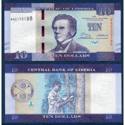 Liberia Pick N°32, Billet de banque de 10 Dollars 2016