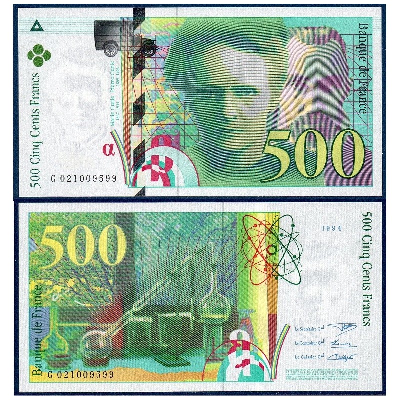 500 Francs Pierre et Marie Curie SPL 1994 Billet de la banque de France Issoire philatelie
