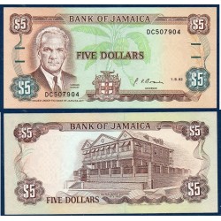 Jamaique Pick N°70, Billet de banque de 5 dollars 1985-1989