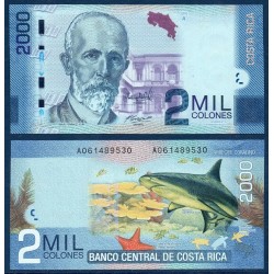 Costa Rica Pick N°275, Billet de banque de 2000 colones 2009-2013