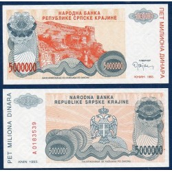 Croatie (serbie) Pick N°R24, Billet de banque de 5000000 Dinara 1993
