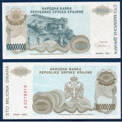 Croatie (serbie) Pick N°R25, Billet de banque de 100000000 Dinara 1993