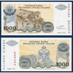 Croatie (serbie) Pick N°R30, Billet de banque de 1000 Dinara 1995