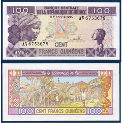 Guinée Pick N°30, Billet de banque de 100 Francs 1985