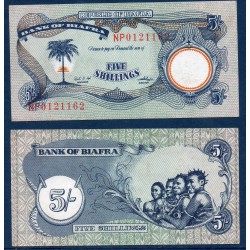 Biafra Pick N°3a Neuf, Billet de banque de 5 Shillings 1968-1969