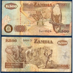 Zambie Pick N°39, TB Billet de banque de 500 Kwacha 1992-2003