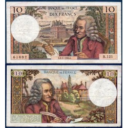 10 Francs Voltaire TTB- 8.1.1965 Billet de la banque de France