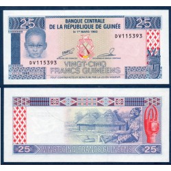 Guinée Pick N°28, Neuf Billet de banque de 25 Francs 1985