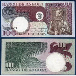 Angola Pick N°106 , Billet de banque de 100 Escudos 1973
