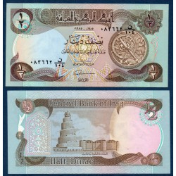 Irak Pick N°68, Billet de banque de 1/2 Dinar 1980-1985