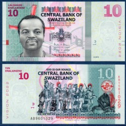 Swaziland Pick N°41, Billet de banque de 10 emalangénie 2015