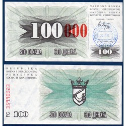 Bosnie Pick N°56 Rouge, Billet de banque de 100000 Dinara 1993