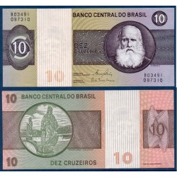Bresil Pick N°193e, Billet de banque de banque de 10 Cruzeiros 1980