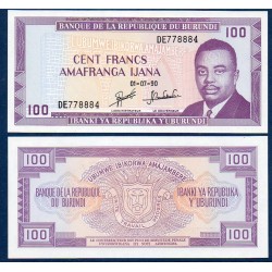 Burundi Pick N°29c, Billet de banque de 100 Francs 1988-1993