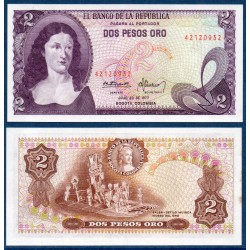 Colombie Pick N°413b, Billet de banque de 2 Pesos oro 1976-1977