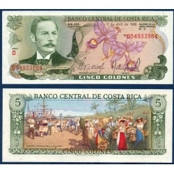 Costa Rica Pick N°236d, Billet de banque de 5 colones 1977-1989