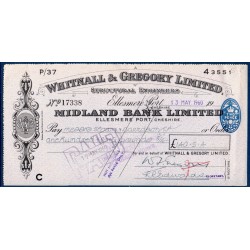 Chèque de banque de la Whitnall & gregory de 40 livres 5 shillings 4 pence 1960