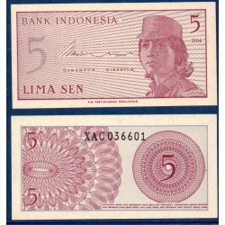 Indonésie Pick N°91s, spécimen Billet de banque de 5 sen 1964