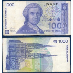 Croatie Pick N°22a, TTB Billet de banque de 1000 Dinara 1991