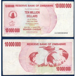 Zimbabwe Pick N°55a, Billet de banque de 10 millions Dollars 2008