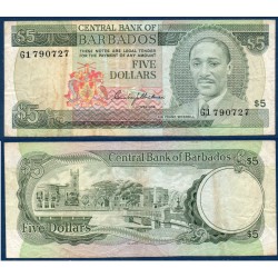 Barbade Pick N°32a, Billet de banque de 5 dollars 1975