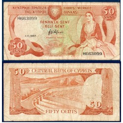 Chypre Pick N°52, TB Billet de banque de 50 sent 1987-1989