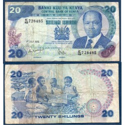 Kenya Pick N°21d, Billet de banque de 20 Shillings 1985