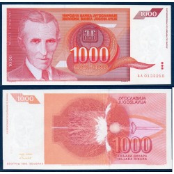 Yougoslavie Pick N°114, Billet de banque de 1000 Dinara 1992