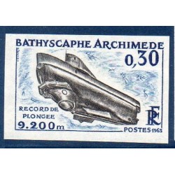 Timbre Yvert No 1368a non dentelé neuf ** Bathyscaphe Archimède