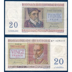Belgique Pick N°132a, Billet de banque de 20 Francs Belge 1956