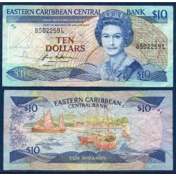 Caraïbes de l'est Pick N°23l1 Sainte Lucie Billet de banque de 10 dollars 1988-1993
