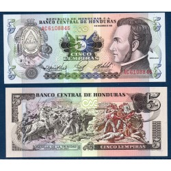 Honduras Pick N°63, Billet de banque de 5 Lempiras 1985-1989