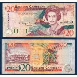 Caraïbes de l'est Pick N°33d Dominique Billet de banque de 20 dollars 1994