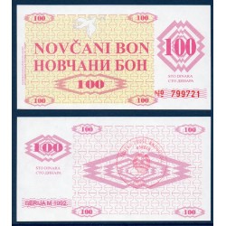 Bosnie Pick N°6f1, Billet de banque de 100 Dinara 1992