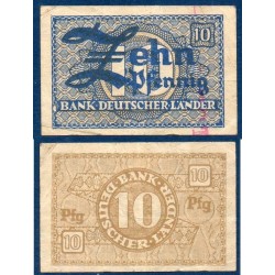 Allemagne RFA Pick N°12a, Billet de banque de 10 pfennig 1948